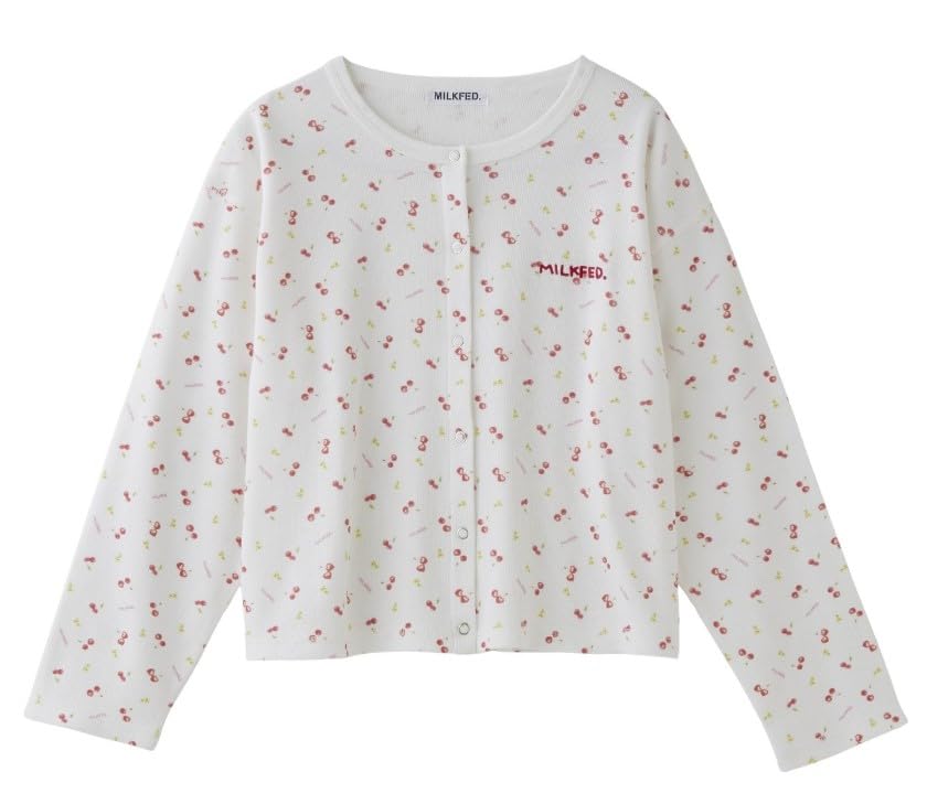 Cherry Pattern Waffle Cardigan 103251013009 White One Size белый