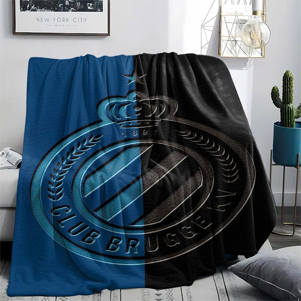 1 Pezzo Coperta in Flanella con Stampa Club Brugge K V, Alta Qualità Comoda per Tutte le Stagioni, Decorazione per la Casa, Calore e Comfort, Perfetta per Regali di Natale