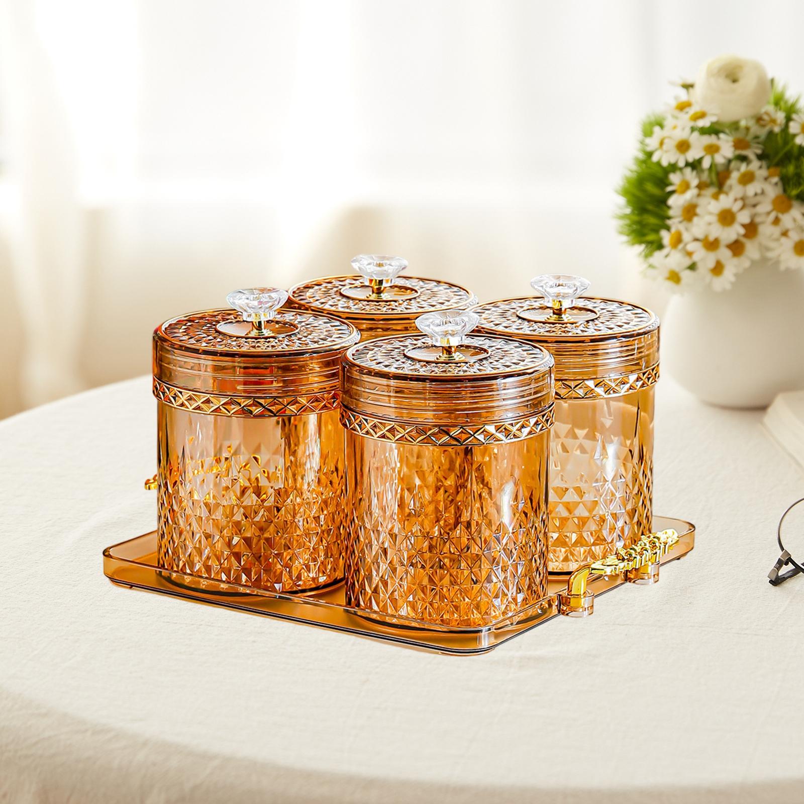 Kitchen Food Storage Jar with Dividers Airtight Plastic Container for Bulk Spices Salt and Seasoning янтарь