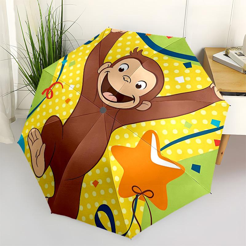 

Curious George, Celebration Automatic Opening and Closing, 8 rib Structure Portable Umbrella, Suitable for Men and Women in All Seasons Per