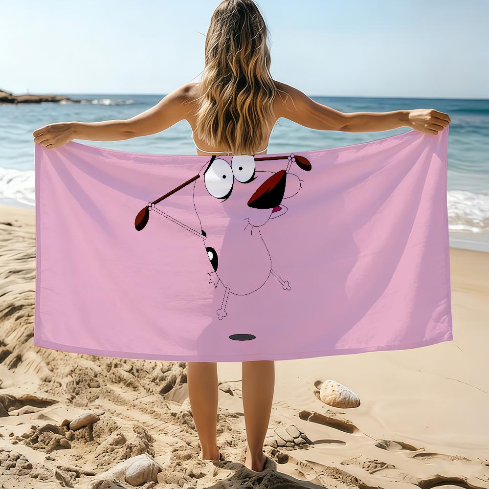 

Cartoon C-Courage the C-Cowardly Pink Towel Beach Towel Oversized Quick Dry Towel Absorbent Soft Swim BeachTowels for Men Women W30*H60(CM)