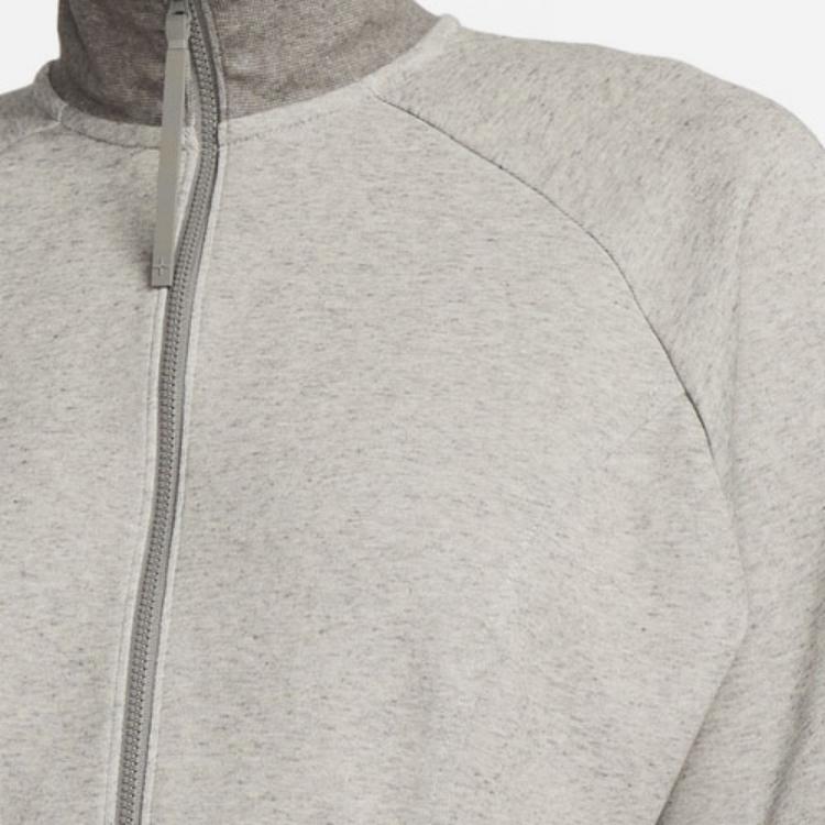 Nike Solid Color Logo Embroidered Zip Front Ribbed Collar Long Sleeve Bodysuit Women Bodysuit Gray DQ6672-016