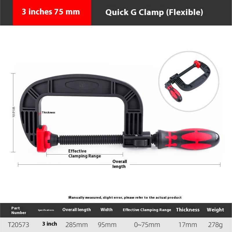 1Pcs 2/3/4 Inch Plastic Rubber G Clamp Reliable Clamping Power For Wood And Metal Working Quick Woodworking Clamp