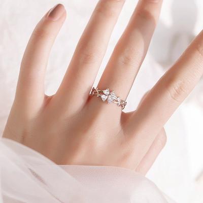 Four-leaf Clover Girlfriend Ring Women's Fashion Personality Korean Version Niche Design Cold Wind Light Luxury Ins Tide