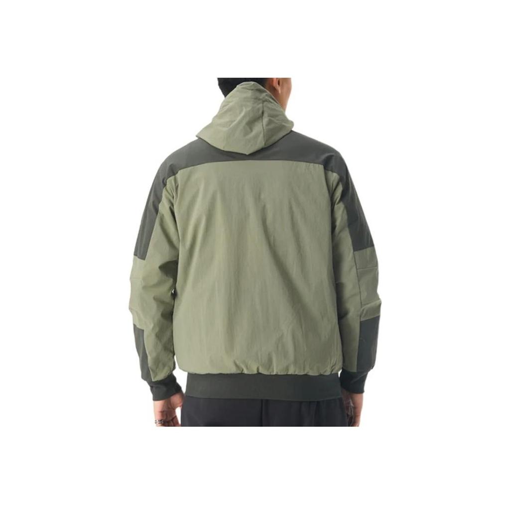 Adidas Color Block Windproof Casual Fleece Hooded Jacket Men Jackets Green GR6953