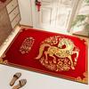 Year Of The Horse Festive Red Diatom Mud Floor Mat Bathroom Kitchen Dirt-Resistant Household Door Mat Living Room Carpet