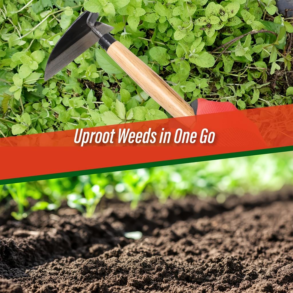 35cm Weeding Sickle - Durable Metal Garden Hoe with Wood Handle for Efficient Weed Pulling and Soil Loosening, Efficient Weed Removal