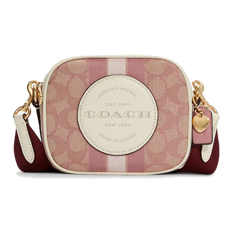 

Новая сумка-камера COACH Dempsey из шагреневой кожи, сумка через плечо, сумка кроссбоди мини женская розовая C7978-IMSXX 14.0*6.1*11.4CM