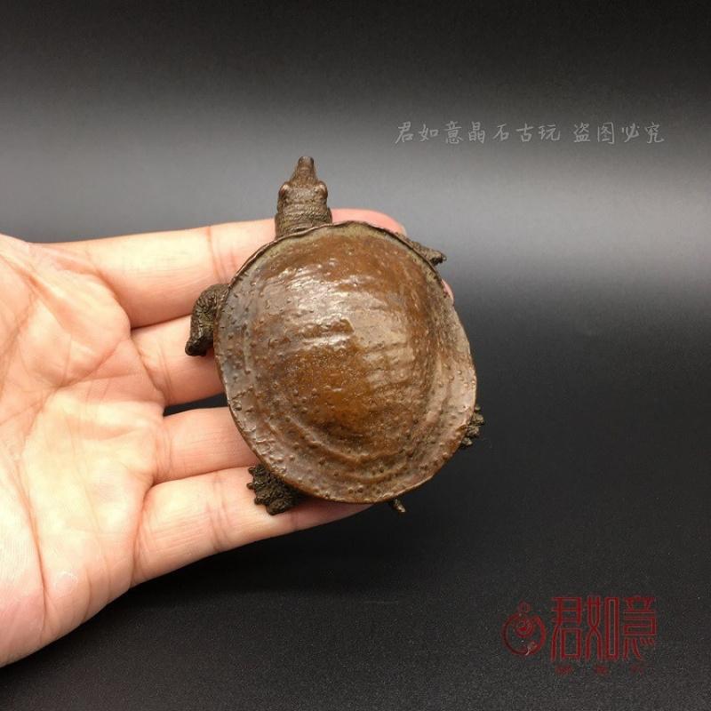 Solid Figurine Simulation Mini Cute Small Yuan Fish Old Copper Handheld Turtle Tea Pet