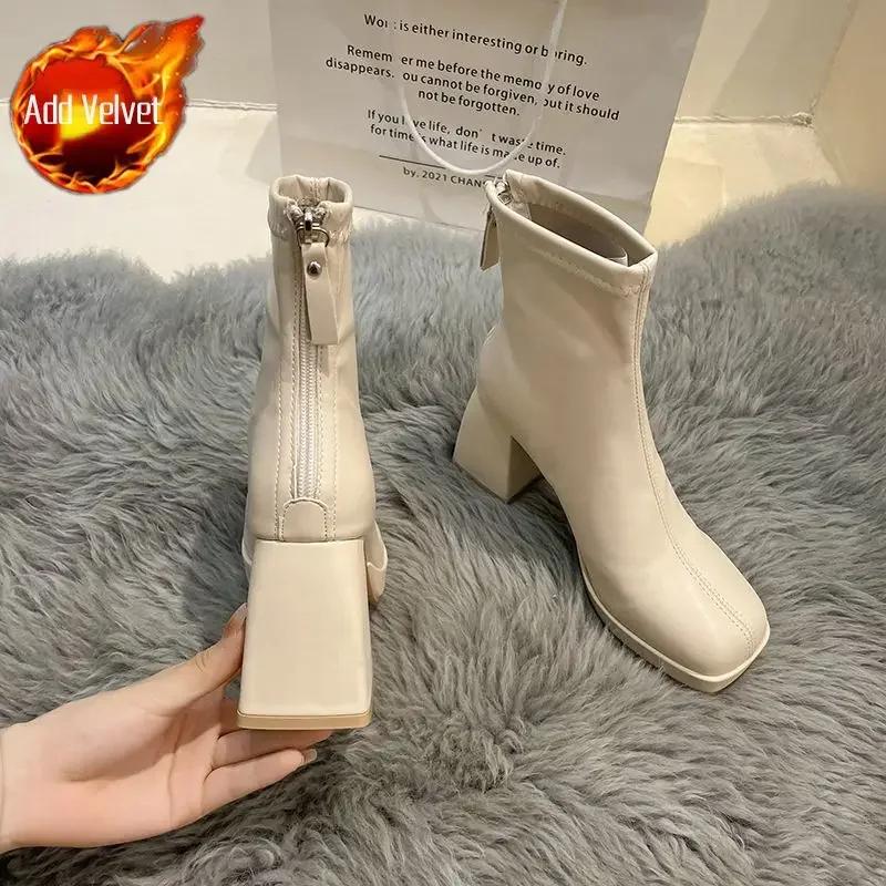 

Fashion Ankle Boots for Women Chic and Elegant Woman Short Shoes Waterproof Black Booties High Quality Spring 2024 Autumn Trend Footwear 40