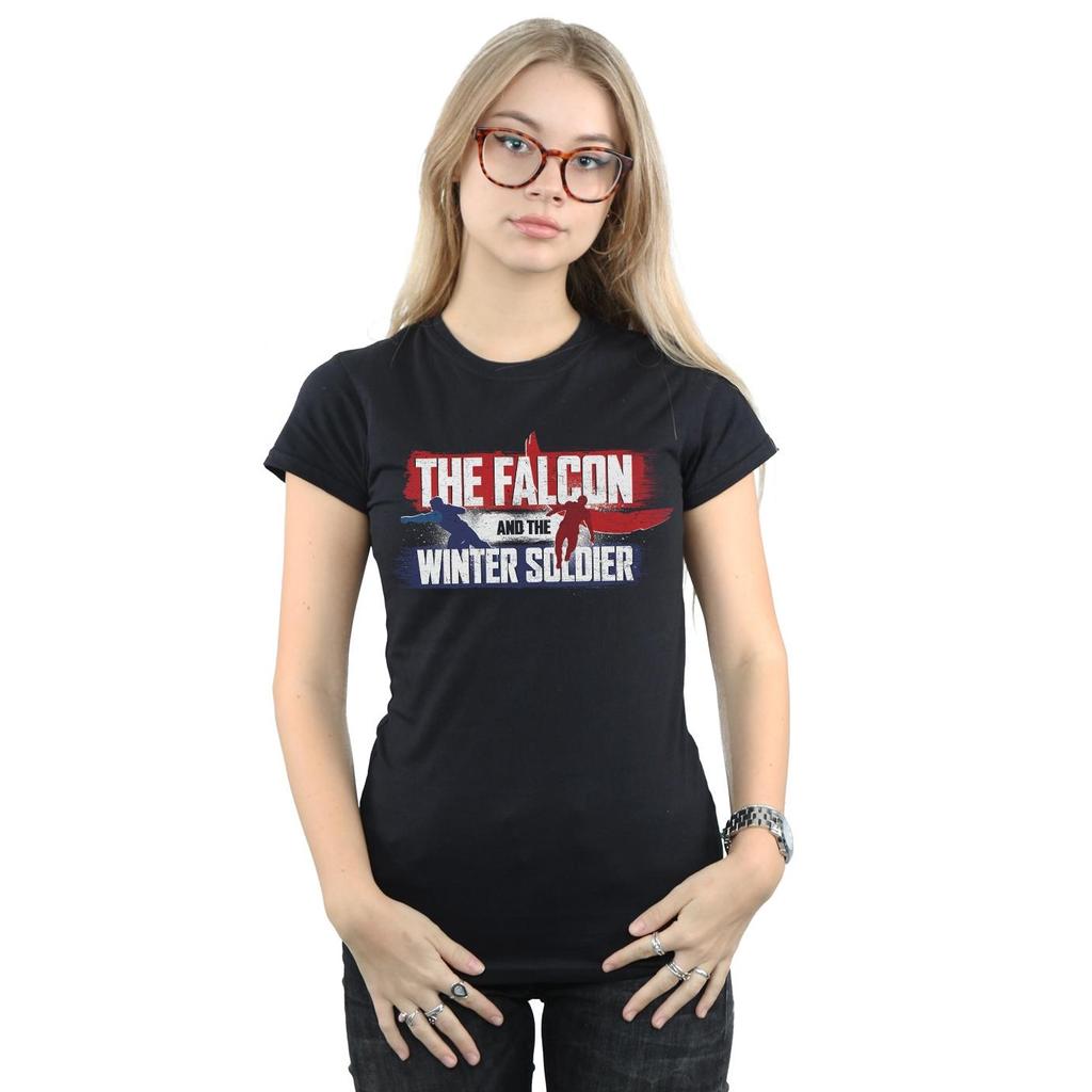 Marvel Womens/Ladies The Falcon And The Winter Soldier Action Logo Cotton T-Shirt