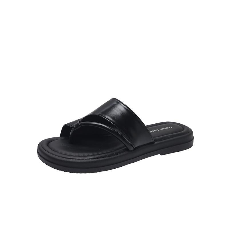 Niche high-end flip-flops women's summer outer wear 2025 new simple and fashionable toe beach cool slippers