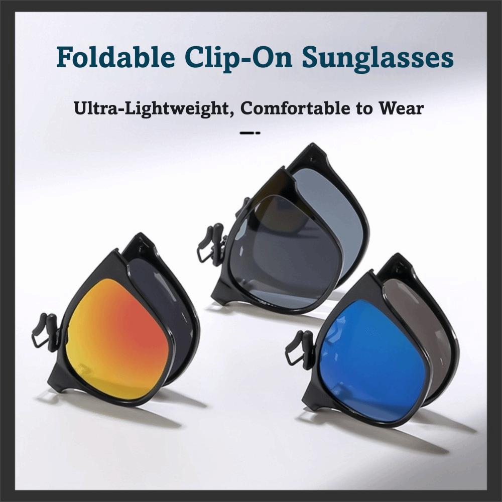 Vintage Square Clip On Sunglasses Foldable Flip Up Anti Blue Light Glasses Anti Glare Ultra Light Competitive Games Goggles