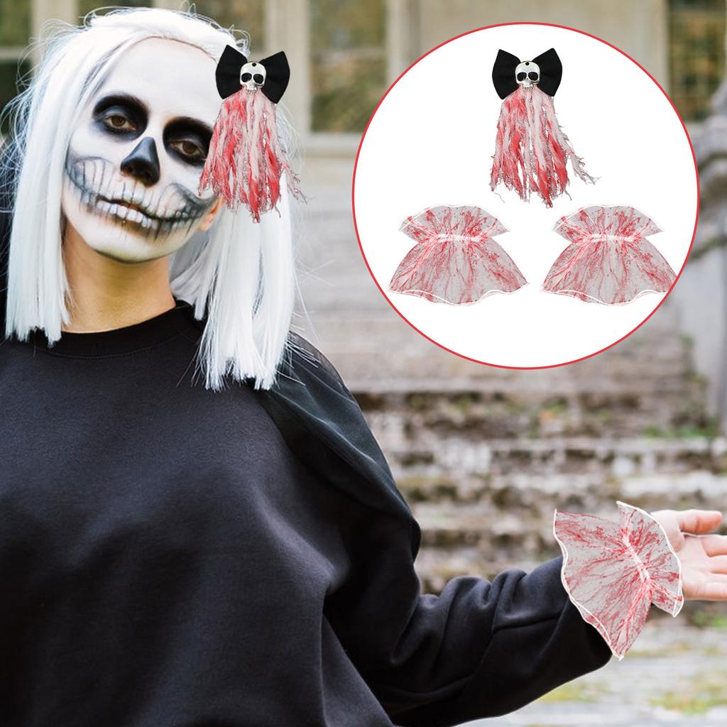 Halloween Bridal Headdress Retro Rose Gothic Dark Lace Bracelet Bride Suit Funny Dress