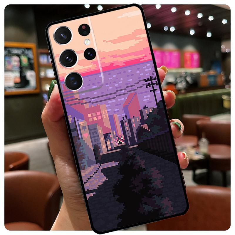 Pixel Art Aesthetic Phone Case For Samsung Galaxy S25 Ultra S20 S21 S22 S23 S24 Ultra S9 S10 Plus S25 FE Cover