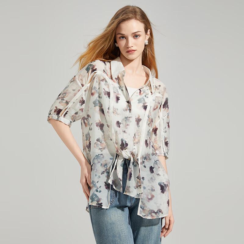 

Women s Retro Floral Short Sleeve Blouse S