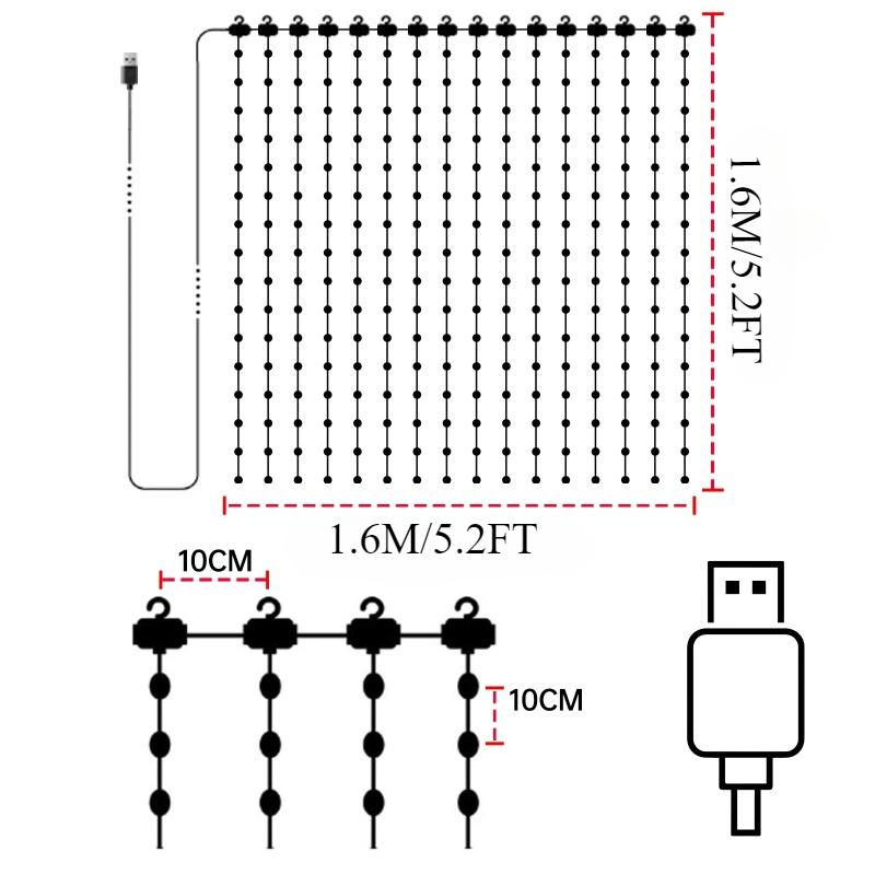

1/2PCS Smart Curtain Lights RGB Curtain String Lights with App Remote Music Sync Dynamic DIY for Indoor Outdoor Xmas Wall Decor 1PC Curtain Lights