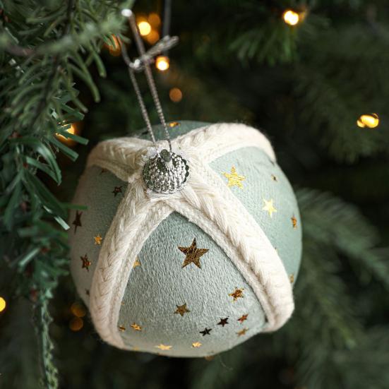 Starry Knit Christmas Ornaments Decorative Foam Balls DIY Craft Festive Tree Decor with Hanging Loop