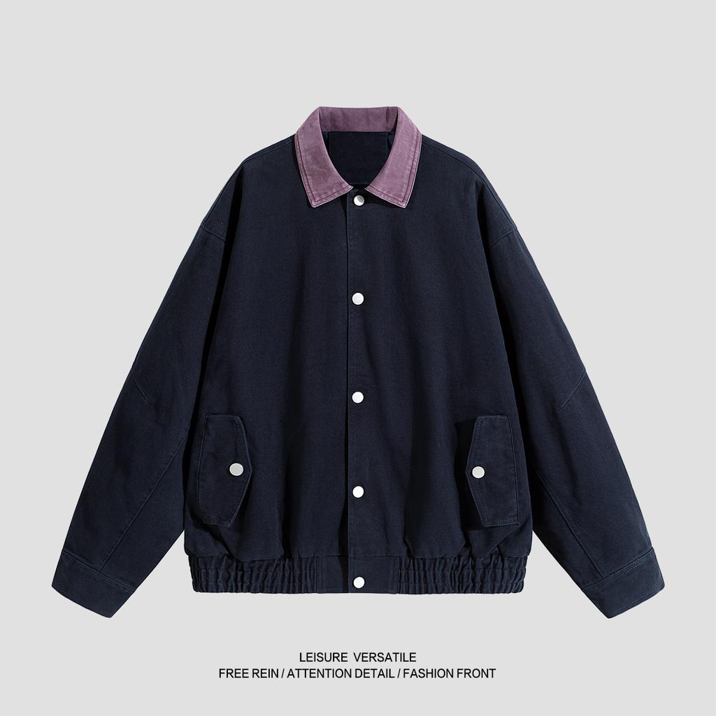 Pure Cotton Jacket for Men's New Jacket American Washable Old Loose Casual Men's Spring and Autumn Clothing