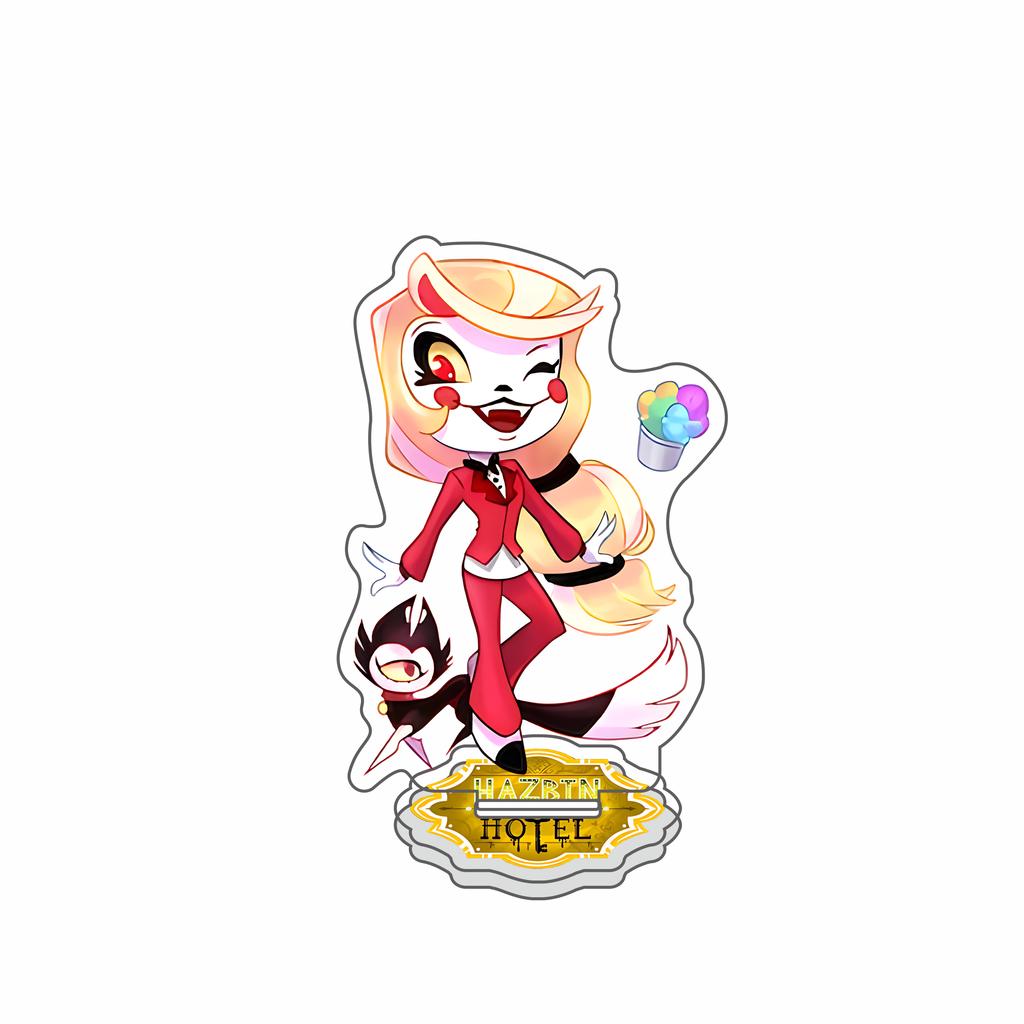 Anime Figure Hazbin Hotel Charlie Morningstar Vaggie Alastor Acrylic figure stand Desktop ornament Festival keychain