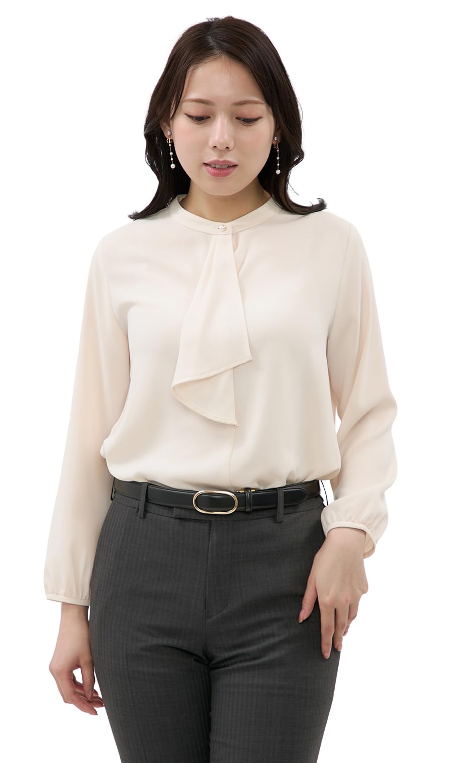 

Yofuku no Aoyama Women s Blouse, Shirt, Long Sleeve, Washable, Perfect for Office, Commuting, and Occasions, Classic Light Beige, 1/ERBL24102-40