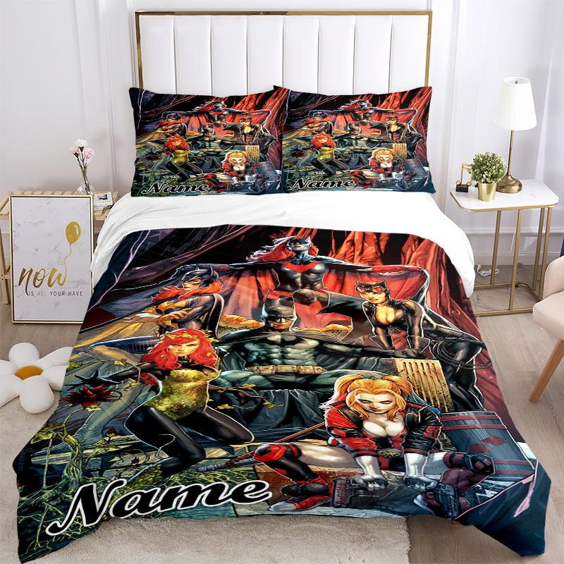Custom Textile Superhero Compilation Bedding 3 Piece Set HD Print Duvet Cover Pillowcases for Teens Adult Bedroom Decoration
