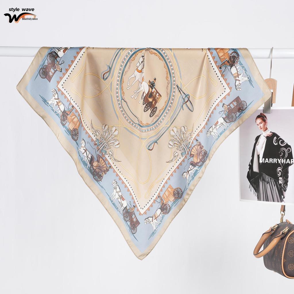 70CM Women's Zebra Print Faux Silk Satin Scarf - European American Fashion, Lightweight Summer Shawl