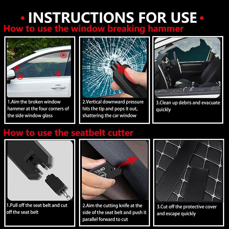 Car Safety Hammer Emergency Glass Window Break Seat Belt Cutter For Opel ADAM ASTRA J K CORSA E INSIGNIA MOKKA VIVA Meriva WJ1