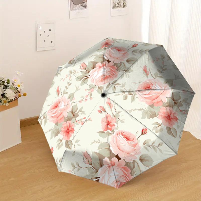 1pc Floral Pattern Pattern Umbrella  Automatic Opening and Closing Umbrella, High Quality Umbrella, Ideal Gift for Her 366