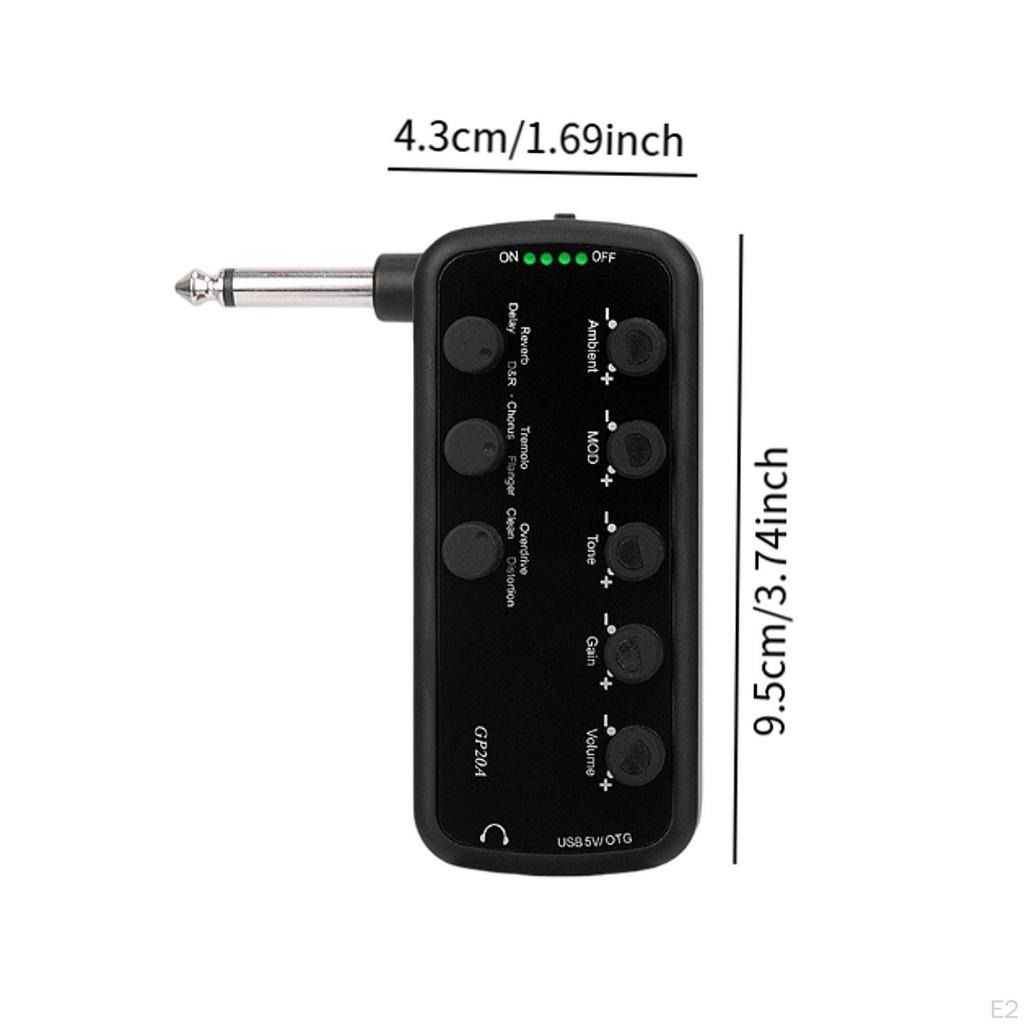 Electric Guitar Headphone Amplifier USB Rechargeable Instrument Accessories Small Plug and Play for