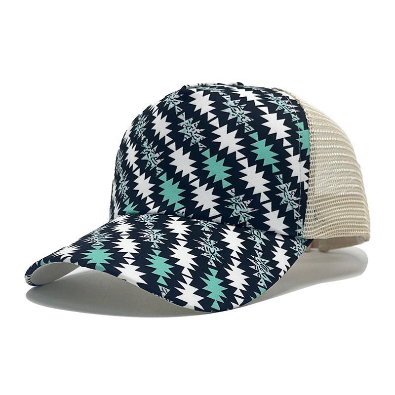 Pattern Floral Casual Wide Brim Baseball Cap Mesh Sun Hat For Outdoor Activities