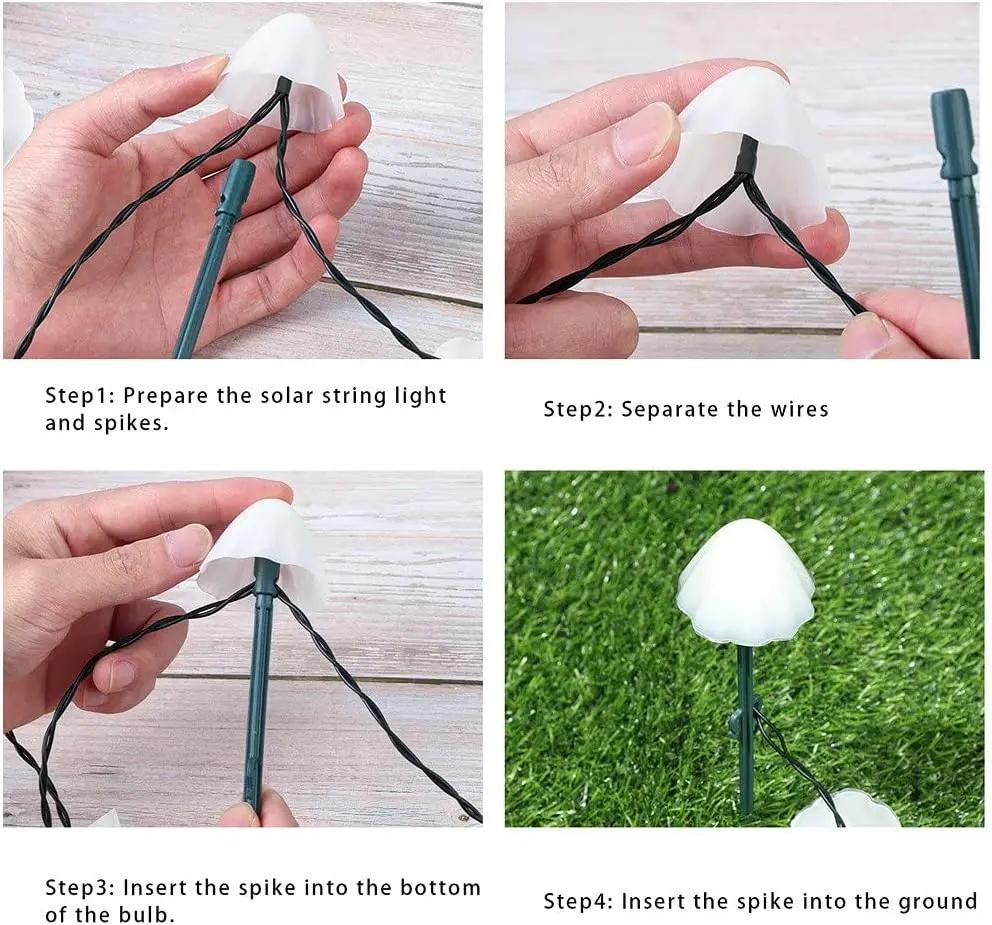 Led Solar Mushroom Lights Street Lights Outdoor Waterproof Lawn Decorative Lights Patio Garden Path Christmas Holiday Decoration
