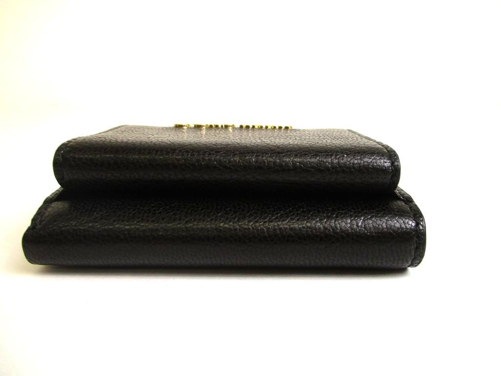 Authentic Jimmy Choo Metal Logo Black Leather Trifold Wallet Compact Wallet NAIMA #a789  Refurbished