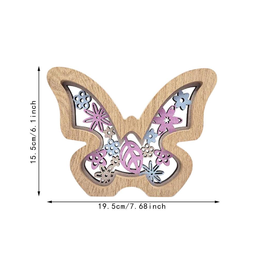 Butterflies Ornaments Decoration Gifts Carved Statue Hollow Butterfly Wood Spring Decor for Shelf Home Living Room Table Desktop
