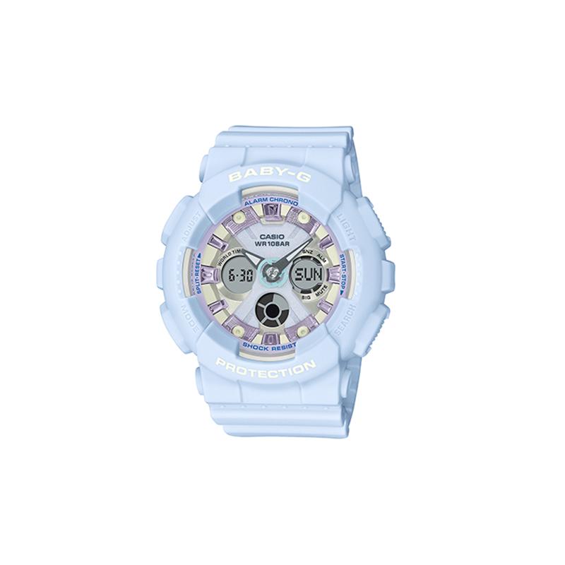 

Casio BABY-G Series Fashionable Girly Simple Ice Cream Macaron Color Quartz Movement Resin Strap Japanese and Korean Watch Women’s Watch BA-130WP-2APR синій