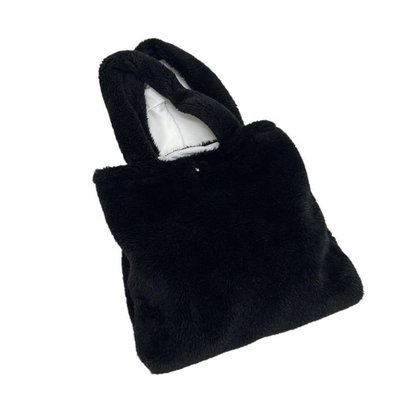 Plush bag women's new fashion winter solid color fashion shoulder underarm bag plush portable small square bag