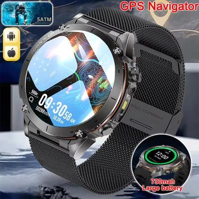 2026 Neue Outdoor Militär Smartwatch Herren GPS Track Wasserdicht 730mAH Gesundheit Anruf Sport Fitness Armband GPS Track Uhren Schwimmen