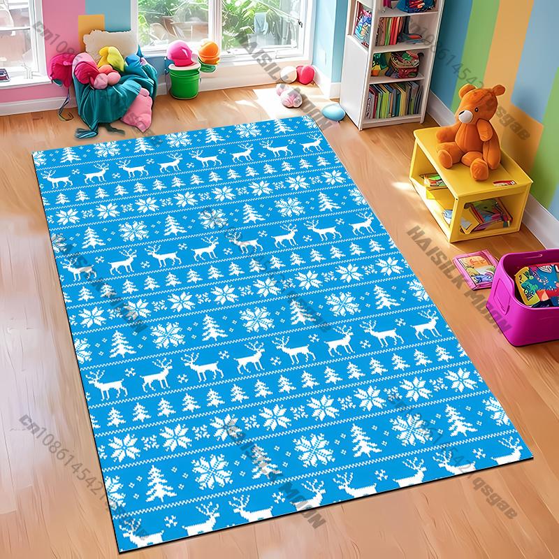 

Christmas Washable Rug Colorful Christmas Tree Deer Snowflake Rug LivingRoom Bedroom Sofa Kids Room Carpet Christmas Decor Mat 40x60cm (16x24in)