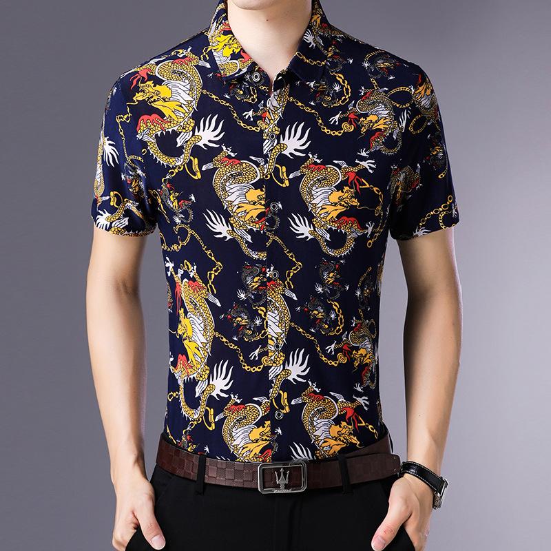 Men s Short Sleeve Shirt Summer Wrinkle-Resistant M