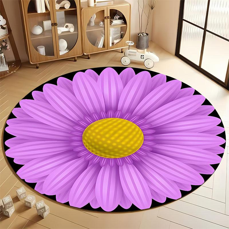 

Purple Daisy Round Rug for Living Room Decor round carpet for home sofa bedroom, gift Diameter 60cm