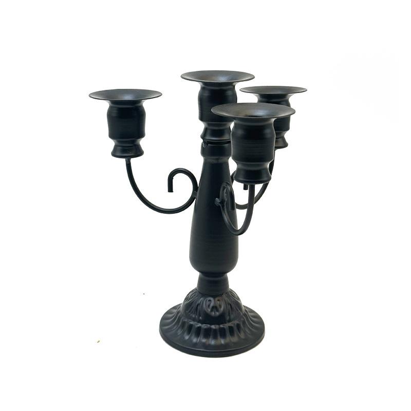 Classic Metal Candelabra Vintage Baroques 4 Arms Candlestick Holder for Candlelight Dinner and Table Centerpieces Decoration