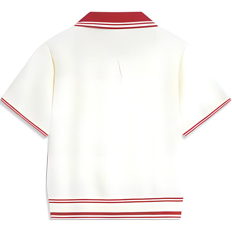 Li-Ning Simple Solid Color Short Sleeve T-Shirt Women Tops Off-White AMBU242-1