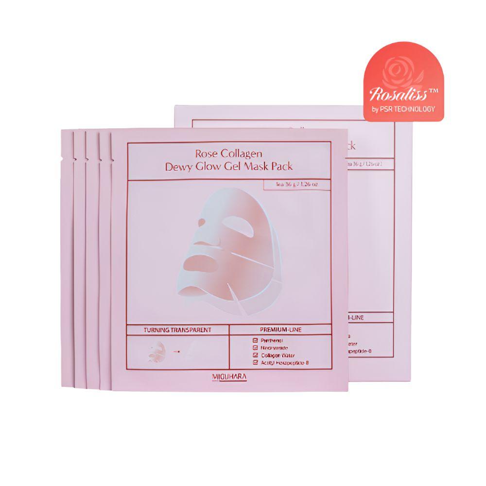 

MIGUHARA Rose Collagen Dewy Glow Gel Mask Pack Hydrating Radiance Care 36g x5 Sheets