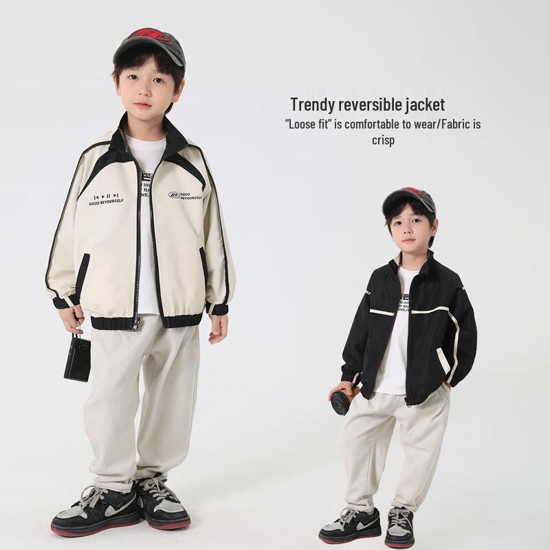 

Yoyofairy Boys 2025 Spring Reversible Casual Jacket WG28079 170 Korean Loose Fit