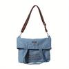Letter Embroidered Denim Tote Bag Casual Crossbody Bag for Women Shoulder Bag for School Work Commuting and Daily Use