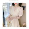 Women's New Style Spliced V-neck Fashionable Slim Chiffon Floral Dress