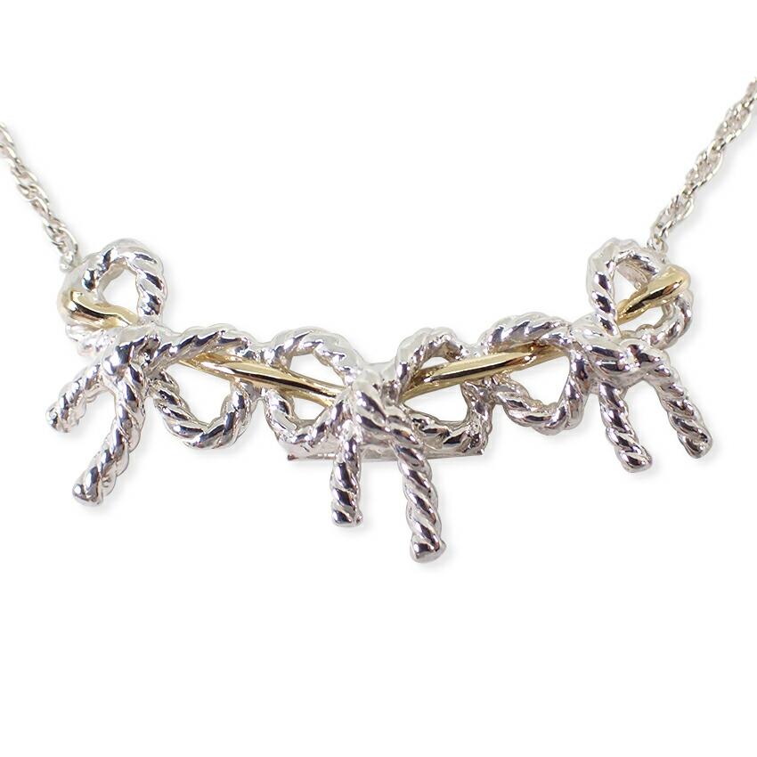 

[Pre-owned] TIFFANY 925/750 Twisted Tribble Ribbon Necklace / j28-40