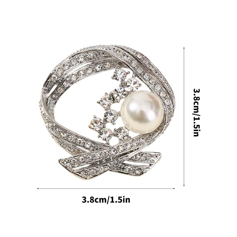 Versatile Crystals Pearls Brooch Pin for Hats Bags Dresses Comfortable Alloy Jewelry Gift for Women