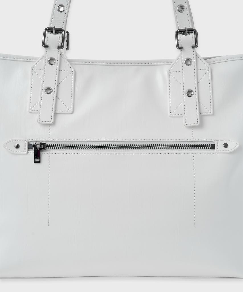 Sunlit Glossy Buckle Bag (White)
