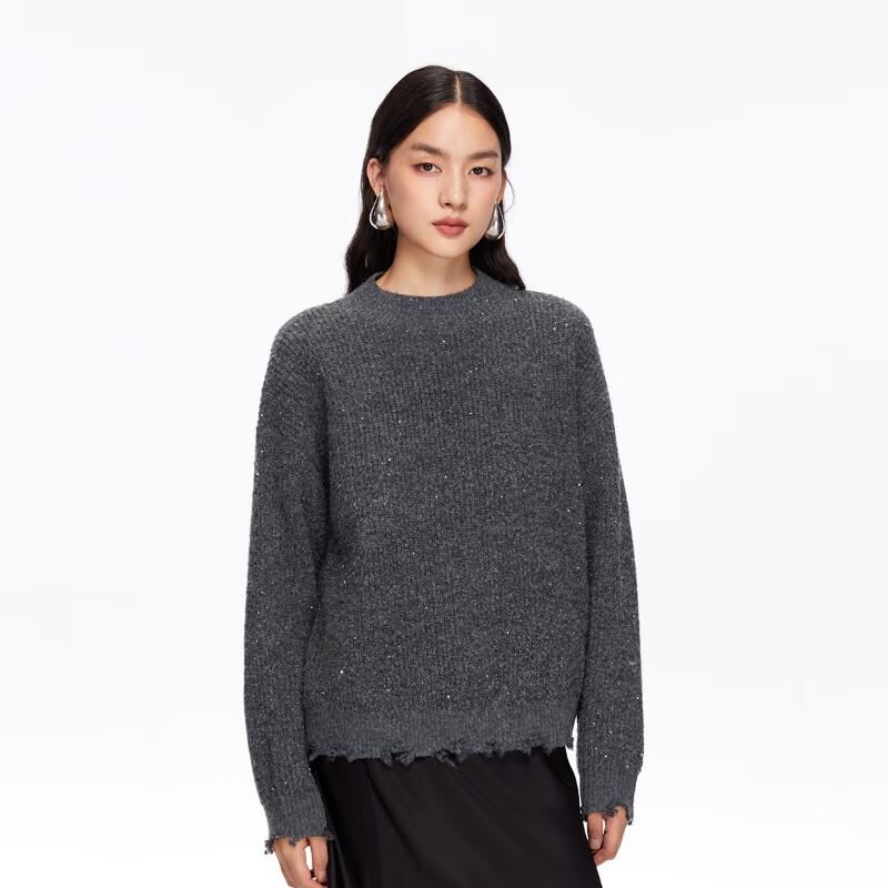 VEROMODA Women's Drop-Shoulder Sparkle Knit Round Neck Sweater